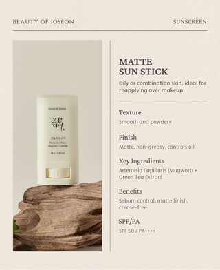 Beauty of Joseon Matte Sun Stick : Mugwort+Camelia (SPF 50)