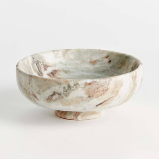 Josephine Footed Bowl - Brown/White Marble - Elegant Design