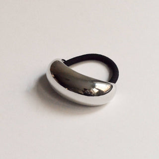 Wide Crescent Metal Ponytail Hair Tie | Silver