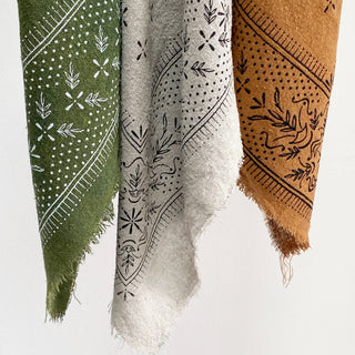 Olive Green Classic print Naturally Dyed Bandana