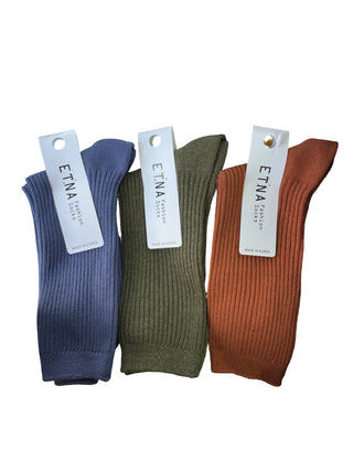 Premium Korean Cotton Classic Ribbed Socks: Denim Blue