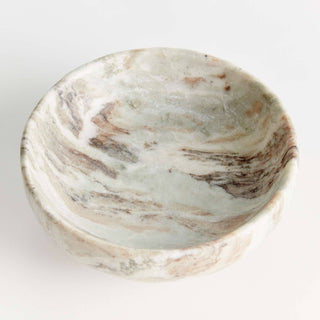 Josephine Footed Bowl - Brown/White Marble - Elegant Design
