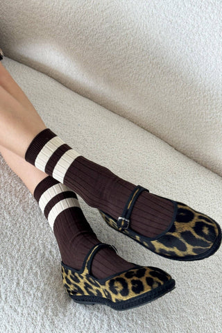 Her Varsity Socks: Espresso