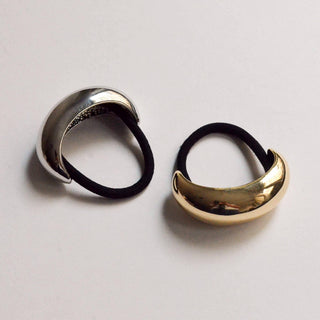 Wide Crescent Metal Ponytail Hair Tie | Silver