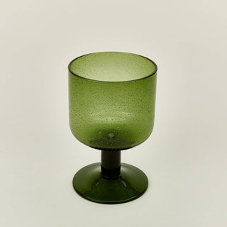 SIMPLE SEEDED GLASSWARE - STEMMED - SET OF 4, OLIVE
