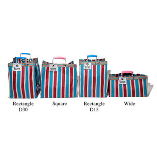 RECYCLED PLASTIC STRIPE BAG - Rectangle D30: Red x Blue