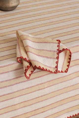 Linen Heritage Stripe Napkin Set: Heritage Peach / Set of 2 - 10"x10"/ 25cm x 25 cm