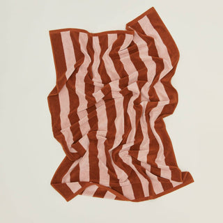 SIMPLE STRIPED TERRY TOWELS - BLUSH/TERRACOTTA: SHEET