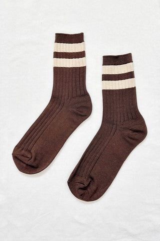Her Varsity Socks: Espresso