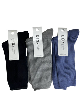 Premium Korean Cotton Classic Ribbed Socks: Gray