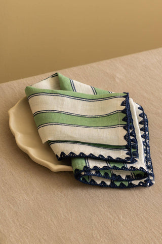 Linen Heritage Stripe Napkin Set: Heritage Peach / Set of 2 - 10"x10"/ 25cm x 25 cm