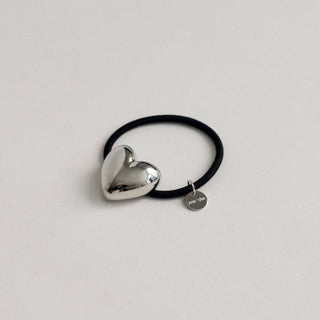 Heart-Shaped Metal Cuff Hair Tie | Silver