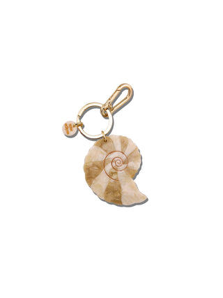 Hand-painted Spiral Shell Bag Charm + Keychain | Eco-Friendly