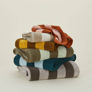 SIMPLE STRIPED TERRY TOWELS - BLUSH/TERRACOTTA: SHEET