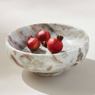 Josephine Footed Bowl - Brown/White Marble - Elegant Design