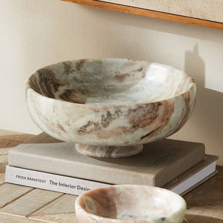 Josephine Footed Bowl - Brown/White Marble - Elegant Design