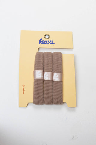 KAXI High Intensity Hair Ties — No-Crease Elastics: 3 PACK BROWN