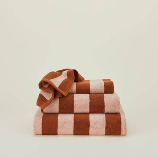 SIMPLE STRIPED TERRY TOWELS - BLUSH/TERRACOTTA: SHEET