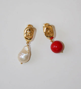 REZ Gold-Filled Dangle Earrings with Pearl and Bead