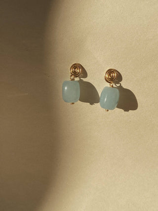 Inward earrings- Aquamarine: Sterling Silver