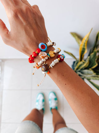 Bohemian Bracelets ,Pearls, Glass Eyes & Gold Summer Charms: 2