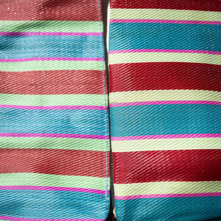 RECYCLED PLASTIC STRIPE BAG - Rectangle D30: Red x Blue