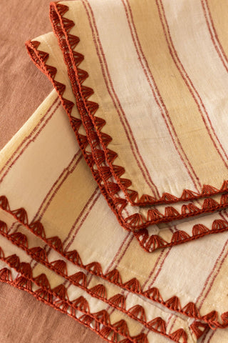 Linen Heritage Stripe Napkin Set: Heritage Peach / Set of 2 - 10"x10"/ 25cm x 25 cm