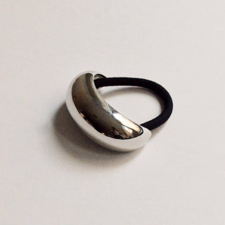 Wide Crescent Metal Ponytail Hair Tie | Silver