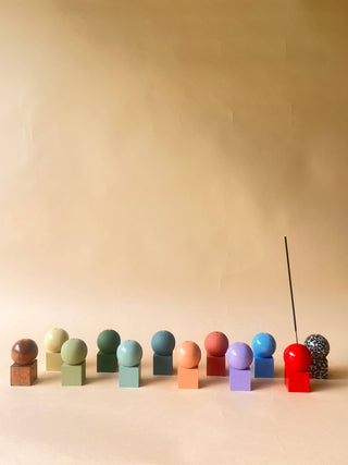 Wooden Incense Holder - Lollipop Red