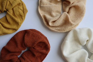 Raw Silk Naturally Dyed Hair Scrunchies: Terra Cotta