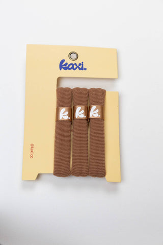 KAXI High Intensity Hair Ties — No-Crease Elastics: 3 PACK BROWN