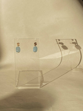 Inward earrings- Aquamarine: Sterling Silver