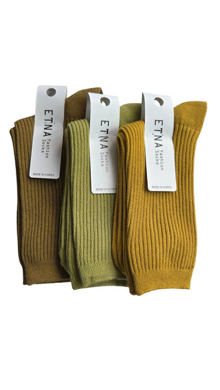 Premium Korean Cotton Classic Ribbed Socks: Mustard Yellow