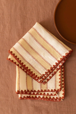 Linen Heritage Stripe Napkin Set: Heritage Peach / Set of 2 - 10"x10"/ 25cm x 25 cm